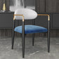 Upholstered Dining Chair Glam Style Open Back Dining Armchair for Indoor White-Blue 1 Piece Clearhalo 'Dining Chairs' 'Dining Tables & Seating' 'dining_chair' 'furn' 'furn_dining_chair' 'Furniture' 'furniture_dining_chair' 'Kitchen & Dining Furniture' 5053479