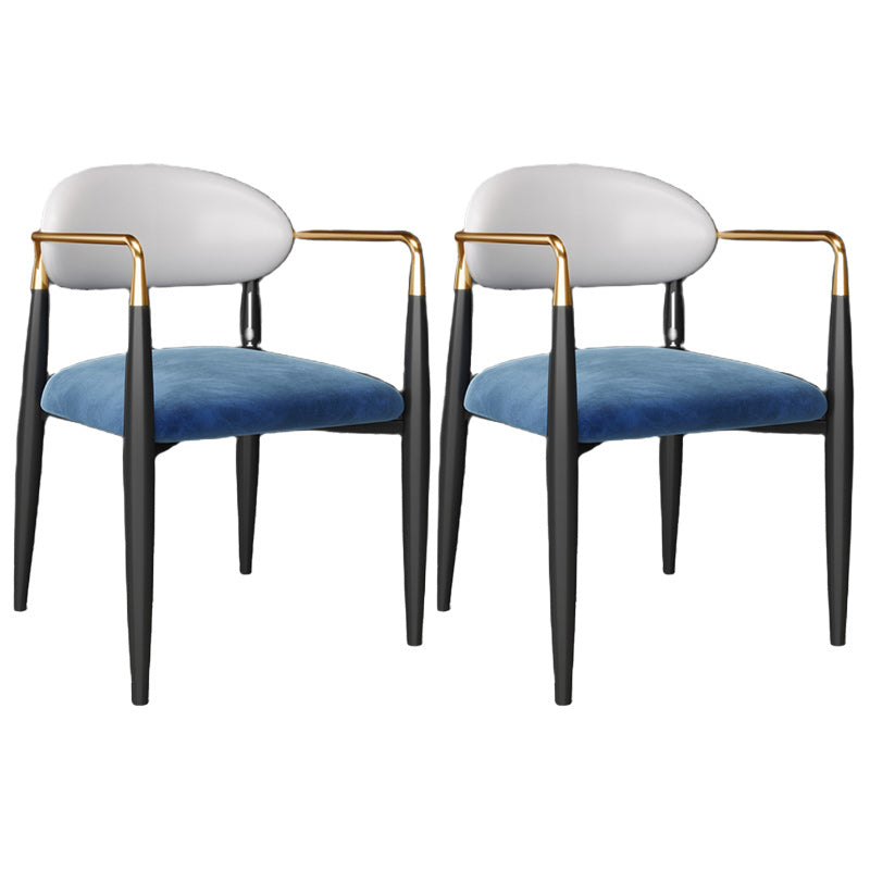 Upholstered Dining Chair Glam Style Open Back Dining Armchair for Indoor White-Blue 2 Piece Set Clearhalo 'Dining Chairs' 'Dining Tables & Seating' 'dining_chair' 'furn' 'furn_dining_chair' 'Furniture' 'furniture_dining_chair' 'Kitchen & Dining Furniture' 5053480
