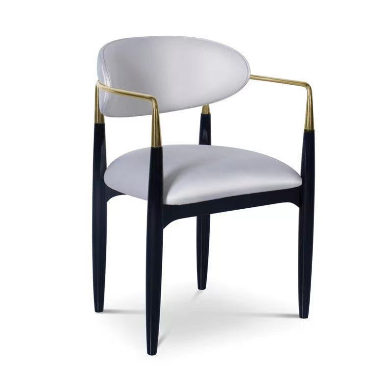 Upholstered Dining Chair Glam Style Open Back Dining Armchair for Indoor Gray-White 1 Piece Clearhalo 'Dining Chairs' 'Dining Tables & Seating' 'dining_chair' 'furn' 'furn_dining_chair' 'Furniture' 'furniture_dining_chair' 'Kitchen & Dining Furniture' 5053482