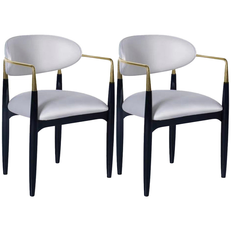 Upholstered Dining Chair Glam Style Open Back Dining Armchair for Indoor Gray-White 2 Piece Set Clearhalo 'Dining Chairs' 'Dining Tables & Seating' 'dining_chair' 'furn' 'furn_dining_chair' 'Furniture' 'furniture_dining_chair' 'Kitchen & Dining Furniture' 5053483