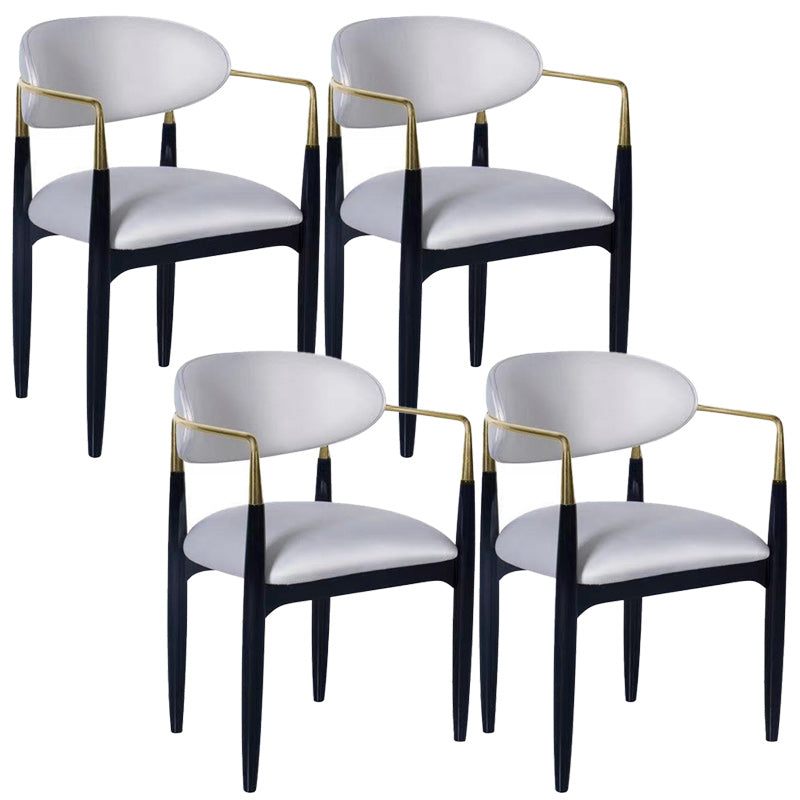 Upholstered Dining Chair Glam Style Open Back Dining Armchair for Indoor Gray-White 4 Piece Set Clearhalo 'Dining Chairs' 'Dining Tables & Seating' 'dining_chair' 'furn' 'furn_dining_chair' 'Furniture' 'furniture_dining_chair' 'Kitchen & Dining Furniture' 5053484