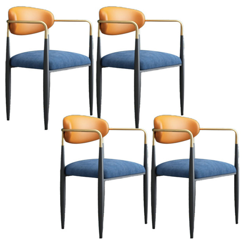 Upholstered Dining Chair Glam Style Open Back Dining Armchair for Indoor Blue-Orange 4 Piece Set Clearhalo 'Dining Chairs' 'Dining Tables & Seating' 'dining_chair' 'furn' 'furn_dining_chair' 'Furniture' 'furniture_dining_chair' 'Kitchen & Dining Furniture' 5053489