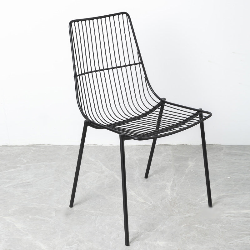 Glam Style Dining Chair Metal Windsor Back Dining Side Chair for Dining Room Black 1 Piece Clearhalo 'Dining Chairs' 'Dining Tables & Seating' 'dining_chair' 'furn' 'furn_dining_chair' 'Furniture' 'furniture_dining_chair' 'Kitchen & Dining Furniture' 5053491