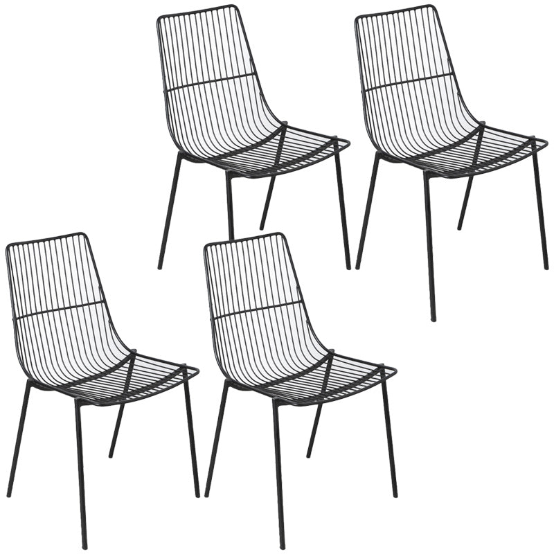 Glam Style Dining Chair Metal Windsor Back Dining Side Chair for Dining Room Black 4 Piece Set Clearhalo 'Dining Chairs' 'Dining Tables & Seating' 'dining_chair' 'furn' 'furn_dining_chair' 'Furniture' 'furniture_dining_chair' 'Kitchen & Dining Furniture' 5053494