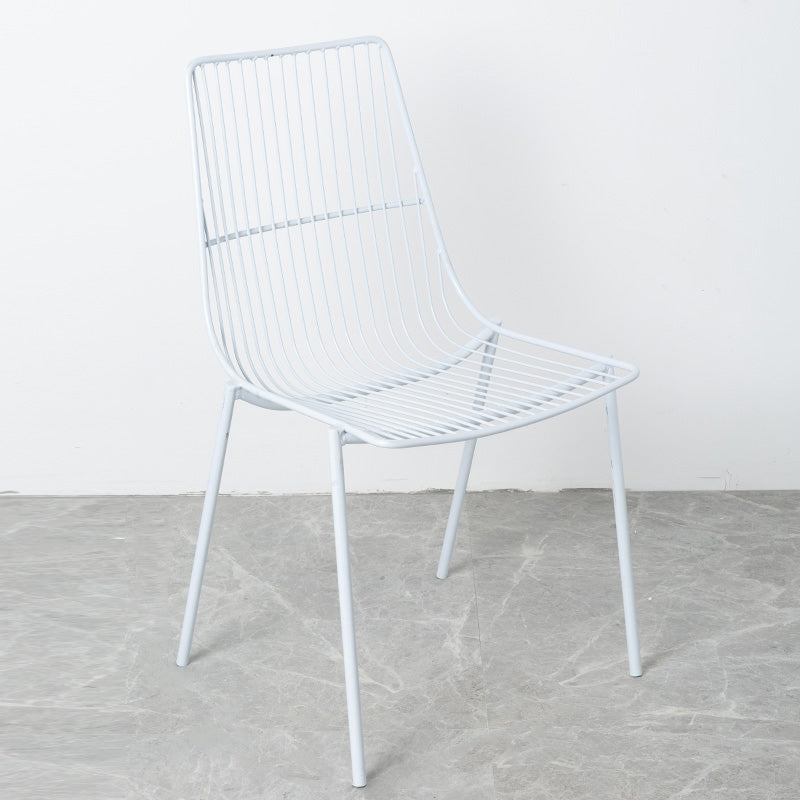 Glam Style Dining Chair Metal Windsor Back Dining Side Chair for Dining Room White 1 Piece Clearhalo 'Dining Chairs' 'Dining Tables & Seating' 'dining_chair' 'furn' 'furn_dining_chair' 'Furniture' 'furniture_dining_chair' 'Kitchen & Dining Furniture' 5053497