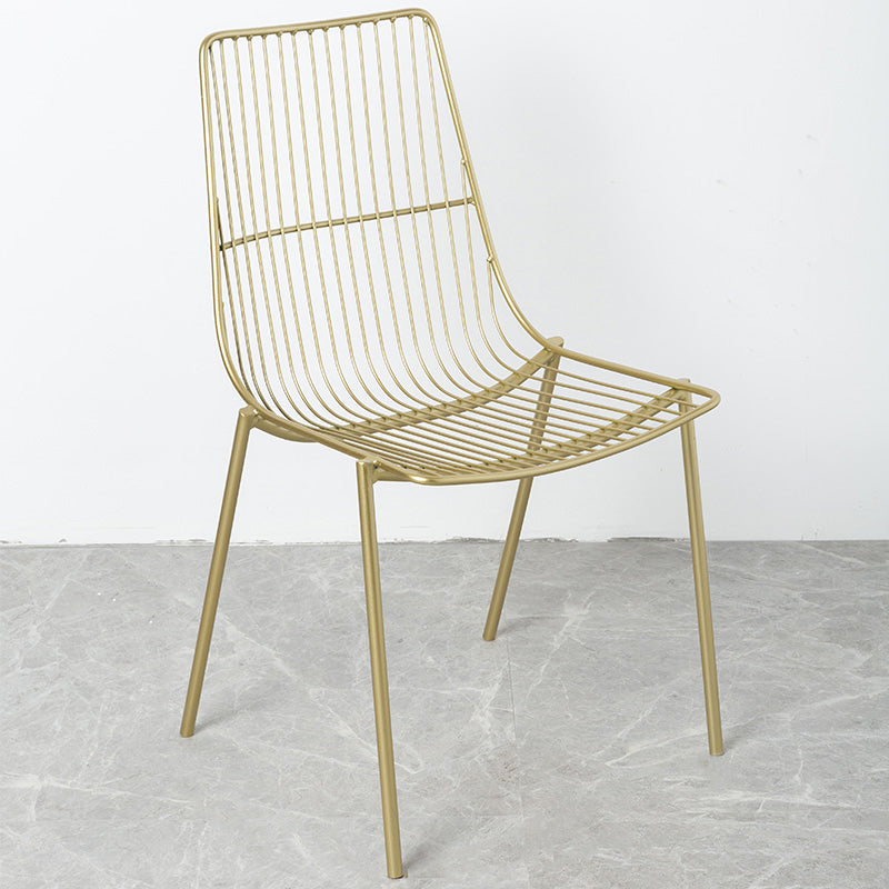 Glam Style Dining Chair Metal Windsor Back Dining Side Chair for Dining Room Gold 1 Piece Clearhalo 'Dining Chairs' 'Dining Tables & Seating' 'dining_chair' 'furn' 'furn_dining_chair' 'Furniture' 'furniture_dining_chair' 'Kitchen & Dining Furniture' 5053503