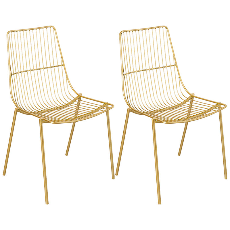 Glam Style Dining Chair Metal Windsor Back Dining Side Chair for Dining Room Gold 2 Piece Set Clearhalo 'Dining Chairs' 'Dining Tables & Seating' 'dining_chair' 'furn' 'furn_dining_chair' 'Furniture' 'furniture_dining_chair' 'Kitchen & Dining Furniture' 5053505