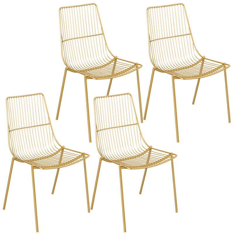 Glam Style Dining Chair Metal Windsor Back Dining Side Chair for Dining Room Gold 4 Piece Set Clearhalo 'Dining Chairs' 'Dining Tables & Seating' 'dining_chair' 'furn' 'furn_dining_chair' 'Furniture' 'furniture_dining_chair' 'Kitchen & Dining Furniture' 5053506