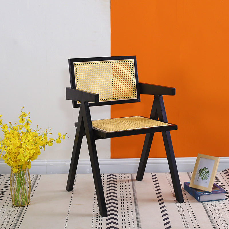 Dining Room Side Chairs Modern Rubber Wood Kitchen Chair for Home Matte Black With Arms Clearhalo 'Dining Chairs' 'Dining Tables & Seating' 'dining_chair' 'furn' 'furn_dining_chair' 'Furniture' 'furniture_dining_chair' 'Kitchen & Dining Furniture' 5053518