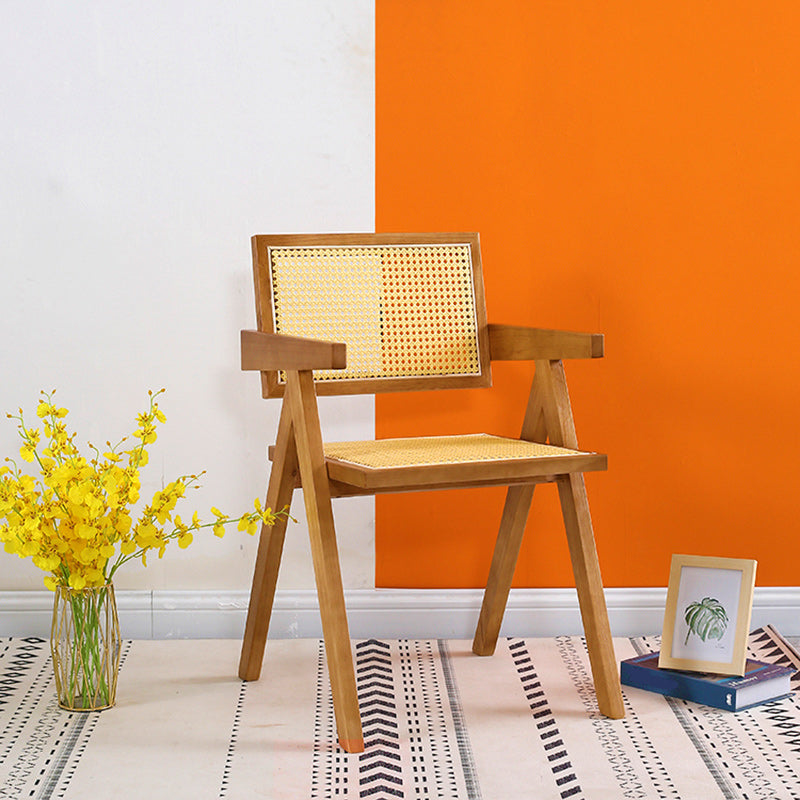 Dining Room Side Chairs Modern Rubber Wood Kitchen Chair for Home Apricot-Brown With Arms Clearhalo 'Dining Chairs' 'Dining Tables & Seating' 'dining_chair' 'furn' 'furn_dining_chair' 'Furniture' 'furniture_dining_chair' 'Kitchen & Dining Furniture' 5053522