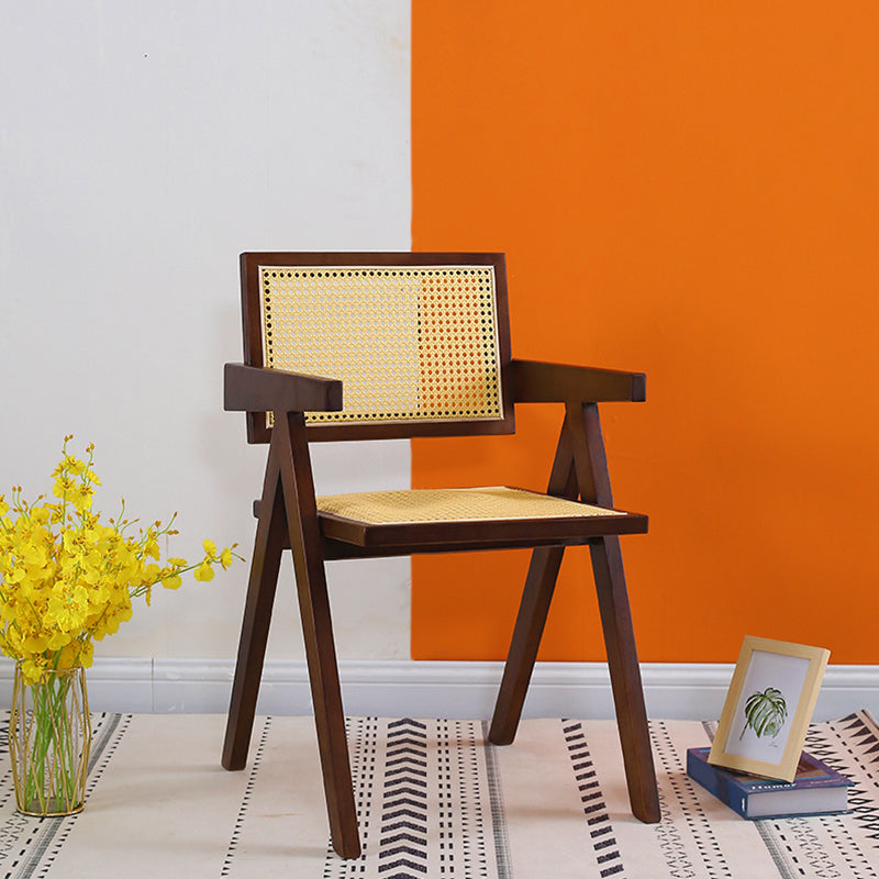 Dining Room Side Chairs Modern Rubber Wood Kitchen Chair for Home Walnut With Arms Clearhalo 'Dining Chairs' 'Dining Tables & Seating' 'dining_chair' 'furn' 'furn_dining_chair' 'Furniture' 'furniture_dining_chair' 'Kitchen & Dining Furniture' 5053524