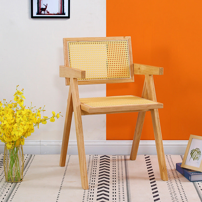 Dining Room Side Chairs Modern Rubber Wood Kitchen Chair for Home Light Wood With Arms Clearhalo 'Dining Chairs' 'Dining Tables & Seating' 'dining_chair' 'furn' 'furn_dining_chair' 'Furniture' 'furniture_dining_chair' 'Kitchen & Dining Furniture' 5053531