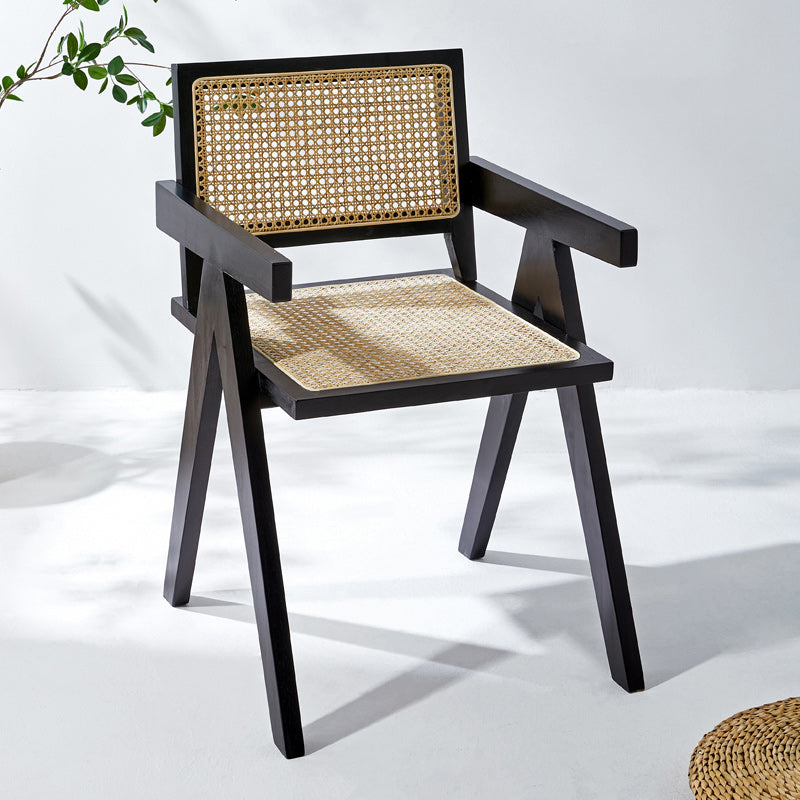 Dining Room Side Chairs Modern Rubber Wood Kitchen Chair for Home Gloss Black With Arms Clearhalo 'Dining Chairs' 'Dining Tables & Seating' 'dining_chair' 'furn' 'furn_dining_chair' 'Furniture' 'furniture_dining_chair' 'Kitchen & Dining Furniture' 5053536