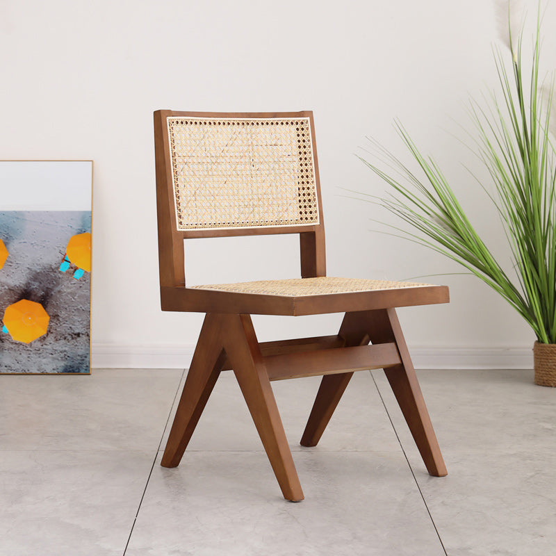 Dining Room Side Chairs Modern Rubber Wood Kitchen Chair for Home Walnut Armless Clearhalo 'Dining Chairs' 'Dining Tables & Seating' 'dining_chair' 'furn' 'furn_dining_chair' 'Furniture' 'furniture_dining_chair' 'Kitchen & Dining Furniture' 5053542