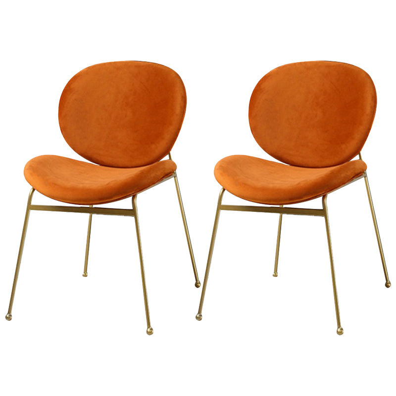 Upholstered Dining Chair Glam Style Side Chair for Dining Room Orange 2 Piece Set Clearhalo 'Dining Chairs' 'Dining Tables & Seating' 'dining_chair' 'furn' 'furn_dining_chair' 'Furniture' 'furniture_dining_chair' 'Kitchen & Dining Furniture' 5053563