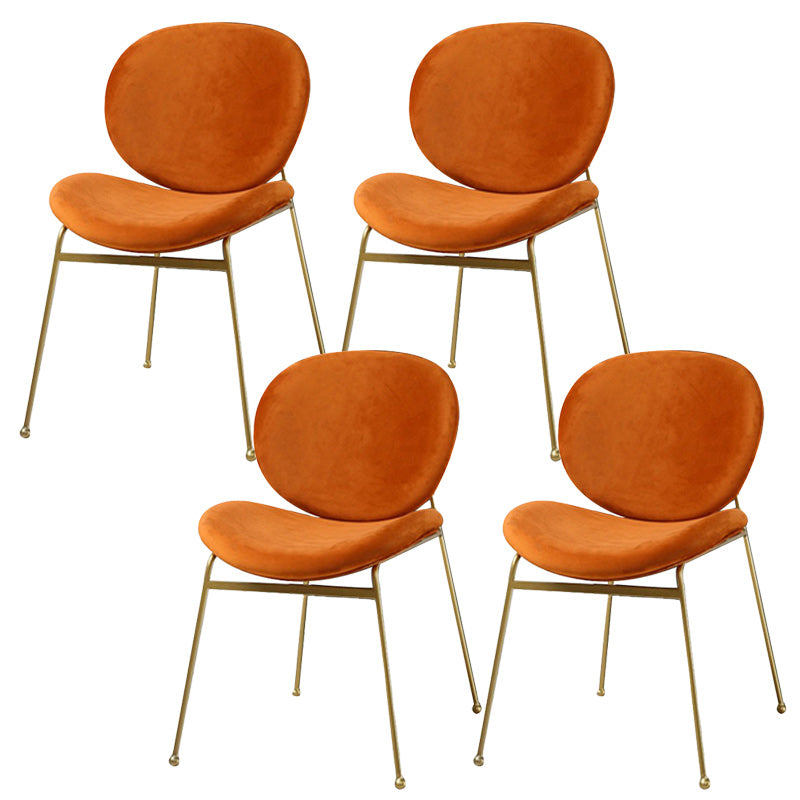Upholstered Dining Chair Glam Style Side Chair for Dining Room Orange 4 Piece Set Clearhalo 'Dining Chairs' 'Dining Tables & Seating' 'dining_chair' 'furn' 'furn_dining_chair' 'Furniture' 'furniture_dining_chair' 'Kitchen & Dining Furniture' 5053565