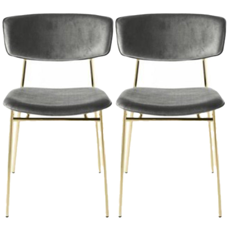 Upholstered Dining Chair Glam Style Open Back Side Chair for Indoor Grey 2 Piece Set Clearhalo 'Dining Chairs' 'Dining Tables & Seating' 'dining_chair' 'furn' 'furn_dining_chair' 'Furniture' 'furniture_dining_chair' 'Kitchen & Dining Furniture' 5053613