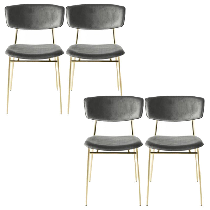 Upholstered Dining Chair Glam Style Open Back Side Chair for Indoor Grey 4 Piece Set Clearhalo 'Dining Chairs' 'Dining Tables & Seating' 'dining_chair' 'furn' 'furn_dining_chair' 'Furniture' 'furniture_dining_chair' 'Kitchen & Dining Furniture' 5053616