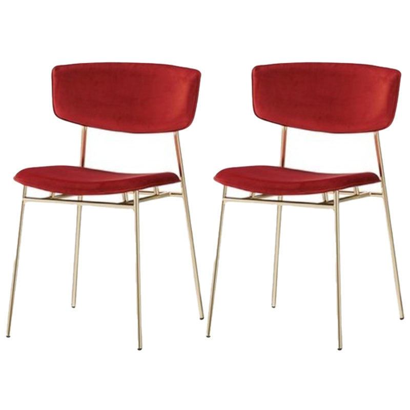 Upholstered Dining Chair Glam Style Open Back Side Chair for Indoor Red 2 Piece Set Clearhalo 'Dining Chairs' 'Dining Tables & Seating' 'dining_chair' 'furn' 'furn_dining_chair' 'Furniture' 'furniture_dining_chair' 'Kitchen & Dining Furniture' 5053620