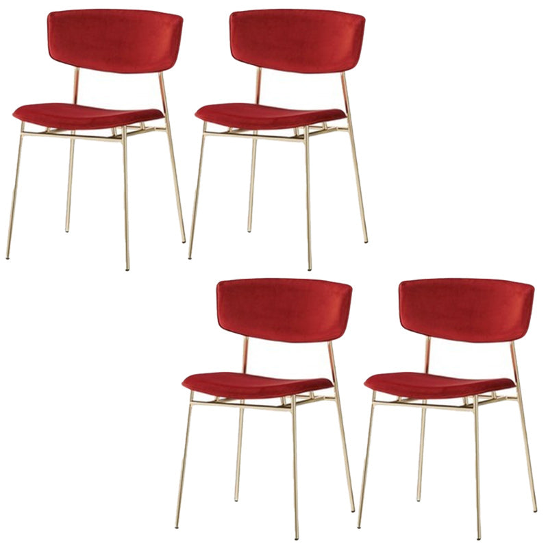 Upholstered Dining Chair Glam Style Open Back Side Chair for Indoor Red 4 Piece Set Clearhalo 'Dining Chairs' 'Dining Tables & Seating' 'dining_chair' 'furn' 'furn_dining_chair' 'Furniture' 'furniture_dining_chair' 'Kitchen & Dining Furniture' 5053621