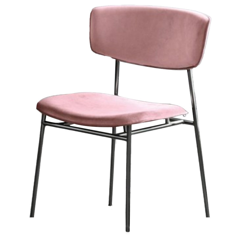 Upholstered Dining Chair Glam Style Open Back Side Chair for Indoor Pink 1 Piece Clearhalo 'Dining Chairs' 'Dining Tables & Seating' 'dining_chair' 'furn' 'furn_dining_chair' 'Furniture' 'furniture_dining_chair' 'Kitchen & Dining Furniture' 5053623
