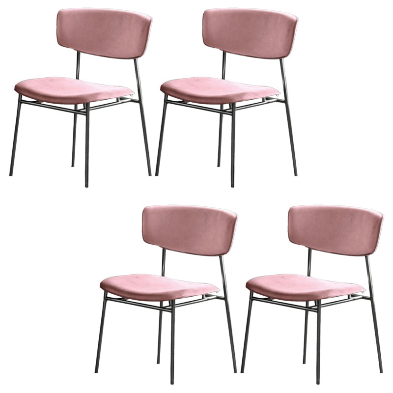Upholstered Dining Chair Glam Style Open Back Side Chair for Indoor Pink 4 Piece Set Clearhalo 'Dining Chairs' 'Dining Tables & Seating' 'dining_chair' 'furn' 'furn_dining_chair' 'Furniture' 'furniture_dining_chair' 'Kitchen & Dining Furniture' 5053628