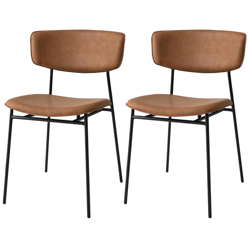 Upholstered Dining Chair Glam Style Open Back Side Chair for Indoor Brown 2 Piece Set Clearhalo 'Dining Chairs' 'Dining Tables & Seating' 'dining_chair' 'furn' 'furn_dining_chair' 'Furniture' 'furniture_dining_chair' 'Kitchen & Dining Furniture' 5053631