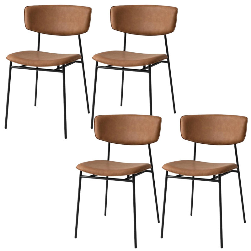 Upholstered Dining Chair Glam Style Open Back Side Chair for Indoor Brown 4 Piece Set Clearhalo 'Dining Chairs' 'Dining Tables & Seating' 'dining_chair' 'furn' 'furn_dining_chair' 'Furniture' 'furniture_dining_chair' 'Kitchen & Dining Furniture' 5053634
