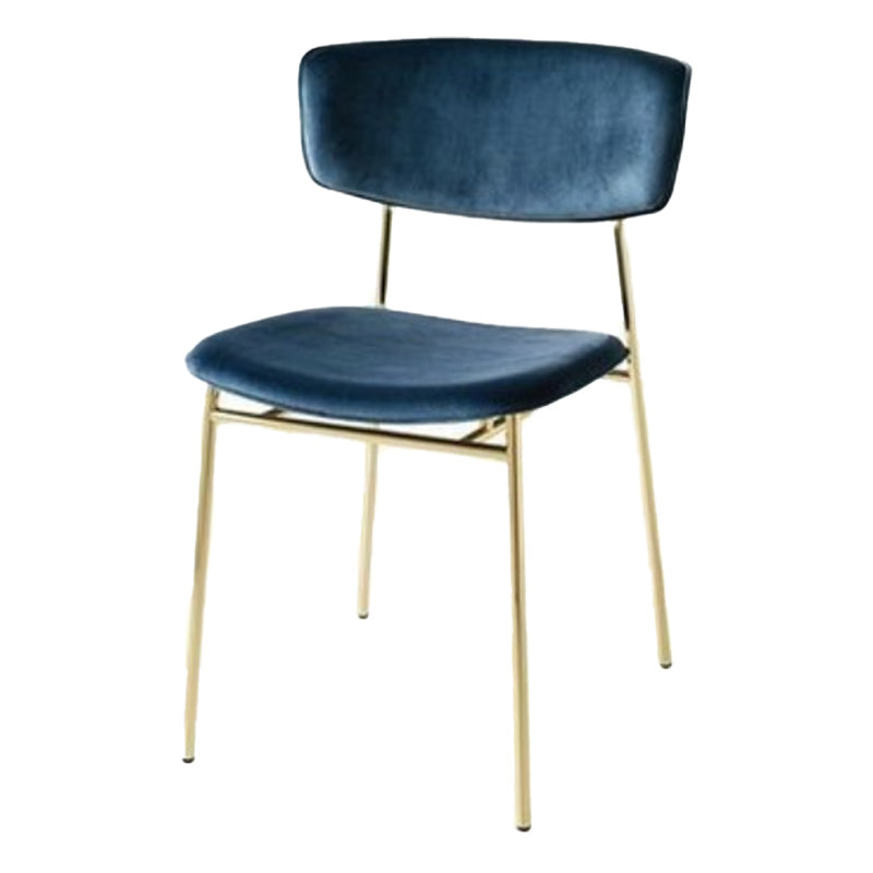 Upholstered Dining Chair Glam Style Open Back Side Chair for Indoor Blue 1 Piece Clearhalo 'Dining Chairs' 'Dining Tables & Seating' 'dining_chair' 'furn' 'furn_dining_chair' 'Furniture' 'furniture_dining_chair' 'Kitchen & Dining Furniture' 5053635