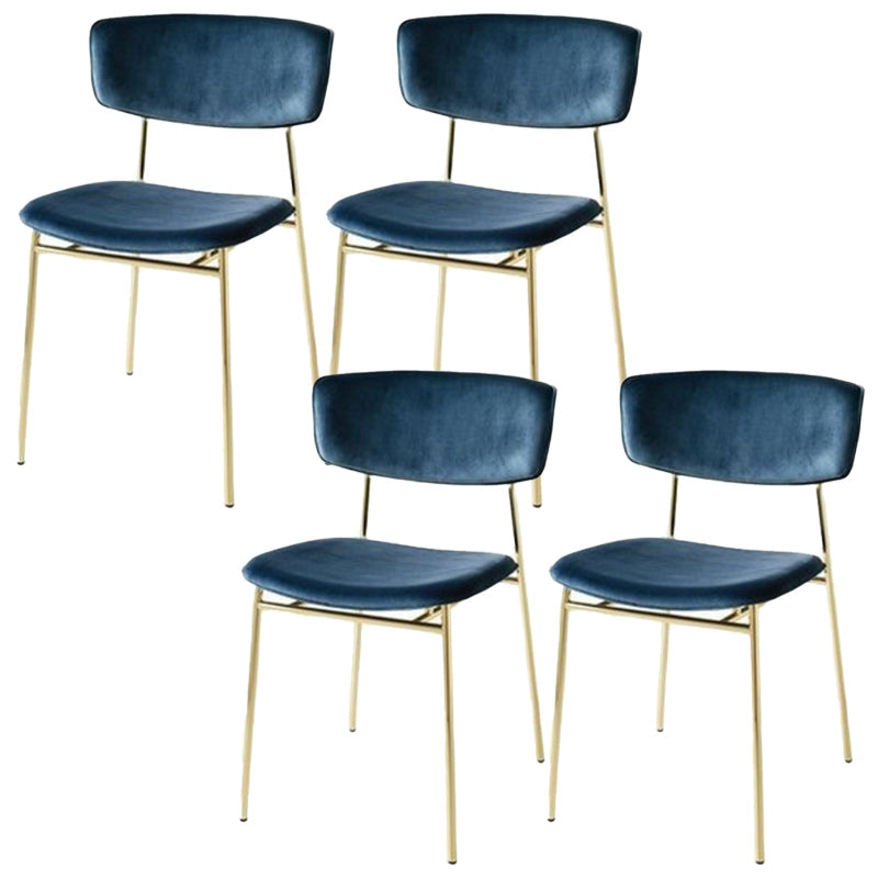 Upholstered Dining Chair Glam Style Open Back Side Chair for Indoor Blue 4 Piece Set Clearhalo 'Dining Chairs' 'Dining Tables & Seating' 'dining_chair' 'furn' 'furn_dining_chair' 'Furniture' 'furniture_dining_chair' 'Kitchen & Dining Furniture' 5053637