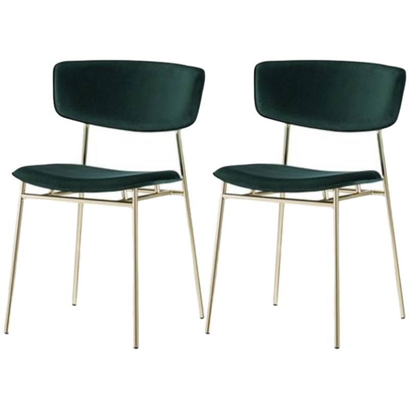 Upholstered Dining Chair Glam Style Open Back Side Chair for Indoor Green 2 Piece Set Clearhalo 'Dining Chairs' 'Dining Tables & Seating' 'dining_chair' 'furn' 'furn_dining_chair' 'Furniture' 'furniture_dining_chair' 'Kitchen & Dining Furniture' 5053639