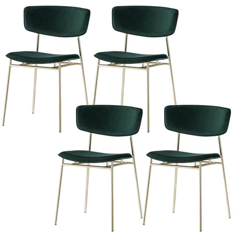 Upholstered Dining Chair Glam Style Open Back Side Chair for Indoor Green 4 Piece Set Clearhalo 'Dining Chairs' 'Dining Tables & Seating' 'dining_chair' 'furn' 'furn_dining_chair' 'Furniture' 'furniture_dining_chair' 'Kitchen & Dining Furniture' 5053640
