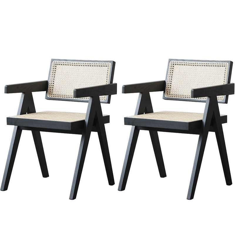 Modern Dining Room Dining Chairs Rubber Wood Dining Side Chairs Black Non-Upholstered Chair(s) 2 Piece Set Clearhalo 'Dining Chairs' 'Dining Tables & Seating' 'dining_chair' 'furn' 'furn_dining_chair' 'Furniture' 'furniture_dining_chair' 'Kitchen & Dining Furniture' 5053648