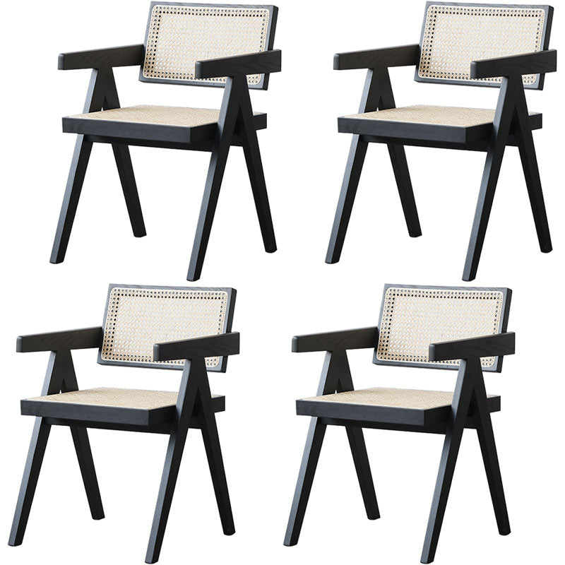 Modern Dining Room Dining Chairs Rubber Wood Dining Side Chairs Black Non-Upholstered Chair(s) 4 Piece Set Clearhalo 'Dining Chairs' 'Dining Tables & Seating' 'dining_chair' 'furn' 'furn_dining_chair' 'Furniture' 'furniture_dining_chair' 'Kitchen & Dining Furniture' 5053650