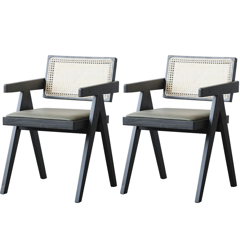 Modern Dining Room Dining Chairs Rubber Wood Dining Side Chairs Black Upholstered Chair(s) 2 Piece Set Clearhalo 'Dining Chairs' 'Dining Tables & Seating' 'dining_chair' 'furn' 'furn_dining_chair' 'Furniture' 'furniture_dining_chair' 'Kitchen & Dining Furniture' 5053654