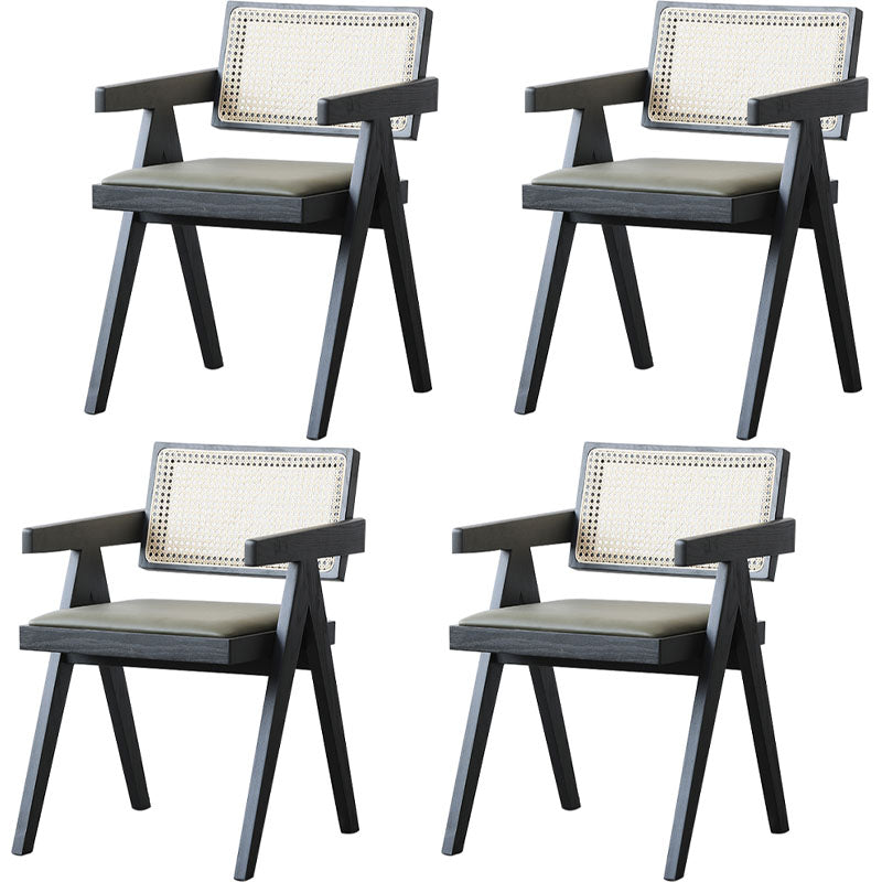 Modern Dining Room Dining Chairs Rubber Wood Dining Side Chairs Black Upholstered Chair(s) 4 Piece Set Clearhalo 'Dining Chairs' 'Dining Tables & Seating' 'dining_chair' 'furn' 'furn_dining_chair' 'Furniture' 'furniture_dining_chair' 'Kitchen & Dining Furniture' 5053656