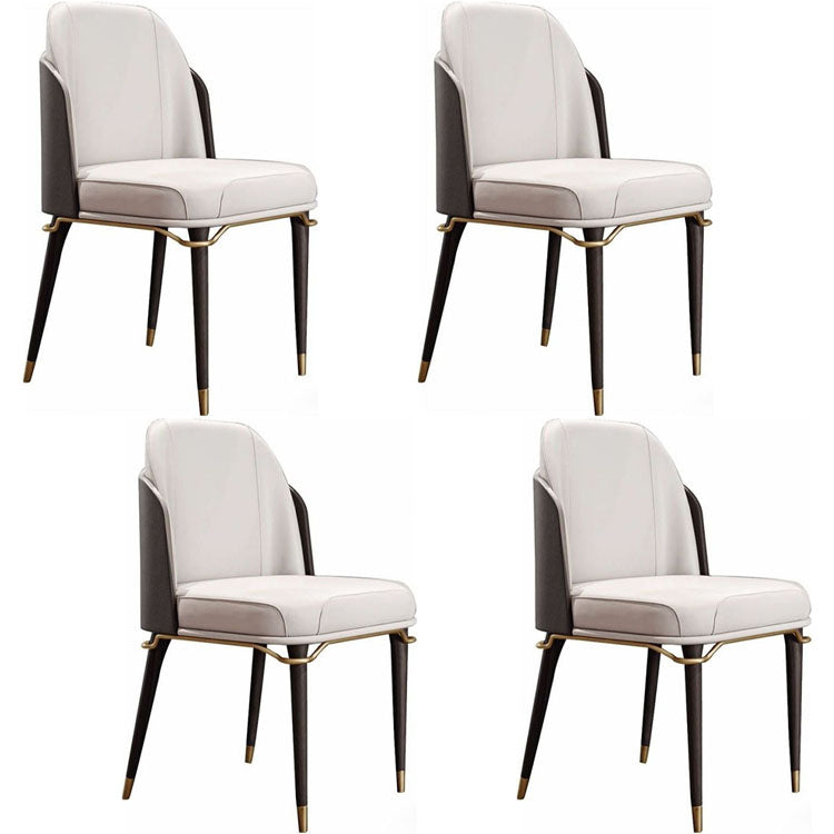 Armless Dining Chairs Glam Faux Leather Side Chairs for Dining Room Black 4 Piece Set Clearhalo 'Dining Chairs' 'Dining Tables & Seating' 'dining_chair' 'furn' 'furn_dining_chair' 'Furniture' 'furniture_dining_chair' 'Kitchen & Dining Furniture' 5053703