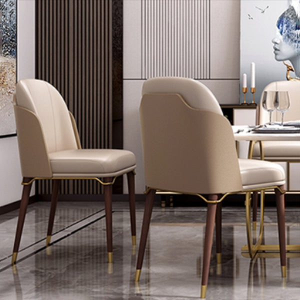 Armless Dining Chairs Glam Faux Leather Side Chairs for Dining Room Clearhalo 'Dining Chairs' 'Dining Tables & Seating' 'dining_chair' 'furn' 'furn_dining_chair' 'Furniture' 'furniture_dining_chair' 'Kitchen & Dining Furniture' 5053713