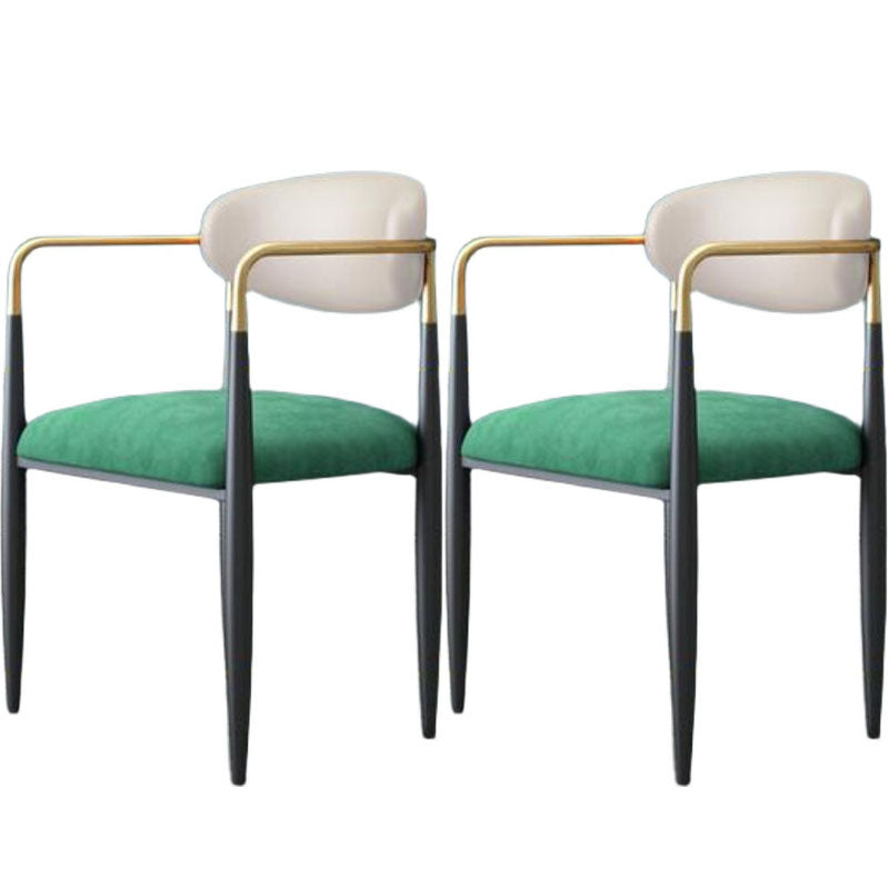 Contemporary Open Back Chair Upholstered Dining Side Chair for Indoor White-Green 2 Piece Set Clearhalo 'Dining Chairs' 'Dining Tables & Seating' 'dining_chair' 'furn' 'furn_dining_chair' 'Furniture' 'furniture_dining_chair' 'Kitchen & Dining Furniture' 5053718