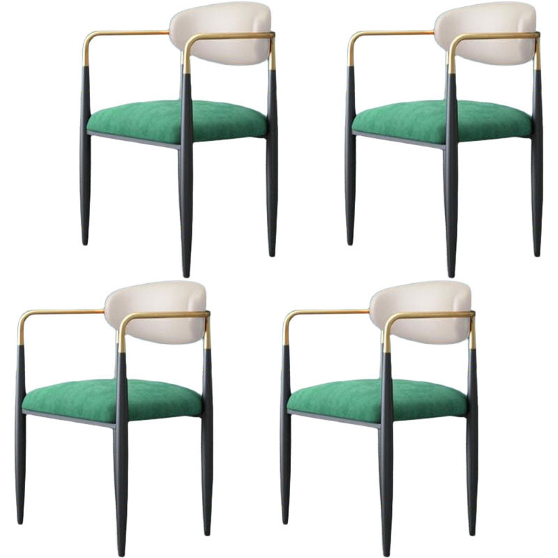 Contemporary Open Back Chair Upholstered Dining Side Chair for Indoor White-Green 4 Piece Set Clearhalo 'Dining Chairs' 'Dining Tables & Seating' 'dining_chair' 'furn' 'furn_dining_chair' 'Furniture' 'furniture_dining_chair' 'Kitchen & Dining Furniture' 5053720