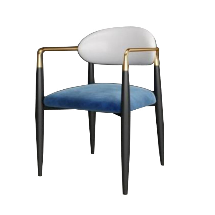 Contemporary Open Back Chair Upholstered Dining Side Chair for Indoor White-Blue 1 Piece Clearhalo 'Dining Chairs' 'Dining Tables & Seating' 'dining_chair' 'furn' 'furn_dining_chair' 'Furniture' 'furniture_dining_chair' 'Kitchen & Dining Furniture' 5053722