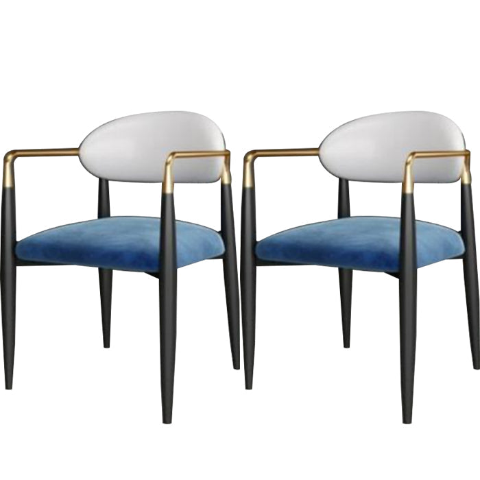 Contemporary Open Back Chair Upholstered Dining Side Chair for Indoor White-Blue 2 Piece Set Clearhalo 'Dining Chairs' 'Dining Tables & Seating' 'dining_chair' 'furn' 'furn_dining_chair' 'Furniture' 'furniture_dining_chair' 'Kitchen & Dining Furniture' 5053724
