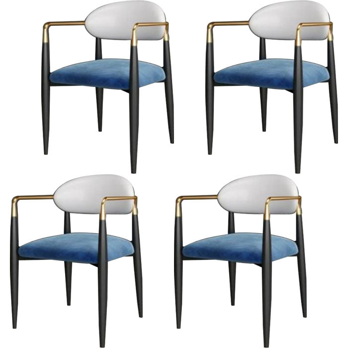 Contemporary Open Back Chair Upholstered Dining Side Chair for Indoor White-Blue 4 Piece Set Clearhalo 'Dining Chairs' 'Dining Tables & Seating' 'dining_chair' 'furn' 'furn_dining_chair' 'Furniture' 'furniture_dining_chair' 'Kitchen & Dining Furniture' 5053726