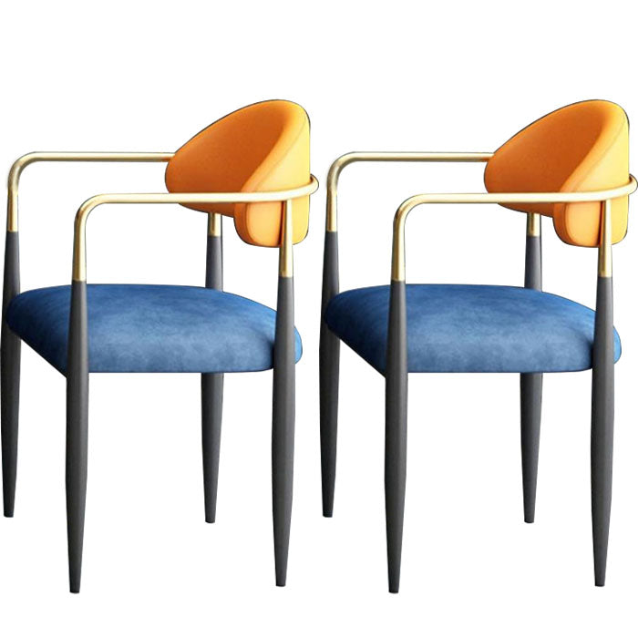 Contemporary Open Back Chair Upholstered Dining Side Chair for Indoor Blue-Orange 2 Piece Set Clearhalo 'Dining Chairs' 'Dining Tables & Seating' 'dining_chair' 'furn' 'furn_dining_chair' 'Furniture' 'furniture_dining_chair' 'Kitchen & Dining Furniture' 5053731