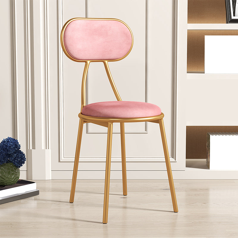 Glam Style Open Back Chair Upholstered Stackable Dining Side Chair Pink 1 Piece Clearhalo 'Dining Chairs' 'Dining Tables & Seating' 'dining_chair' 'furn' 'furn_dining_chair' 'Furniture' 'furniture_dining_chair' 'Kitchen & Dining Furniture' 5053754