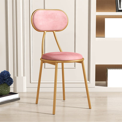 Glam Style Open Back Chair Upholstered Stackable Dining Side Chair Pink 1 Piece Clearhalo 'Dining Chairs' 'Dining Tables & Seating' 'dining_chair' 'furn' 'furn_dining_chair' 'Furniture' 'furniture_dining_chair' 'Kitchen & Dining Furniture' 5053754