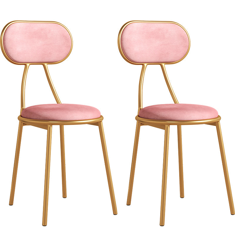 Glam Style Open Back Chair Upholstered Stackable Dining Side Chair Pink 2 Piece Set Clearhalo 'Dining Chairs' 'Dining Tables & Seating' 'dining_chair' 'furn' 'furn_dining_chair' 'Furniture' 'furniture_dining_chair' 'Kitchen & Dining Furniture' 5053755
