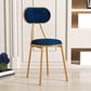 Glam Style Open Back Chair Upholstered Stackable Dining Side Chair Blue 1 Piece Clearhalo 'Dining Chairs' 'Dining Tables & Seating' 'dining_chair' 'furn' 'furn_dining_chair' 'Furniture' 'furniture_dining_chair' 'Kitchen & Dining Furniture' 5053760