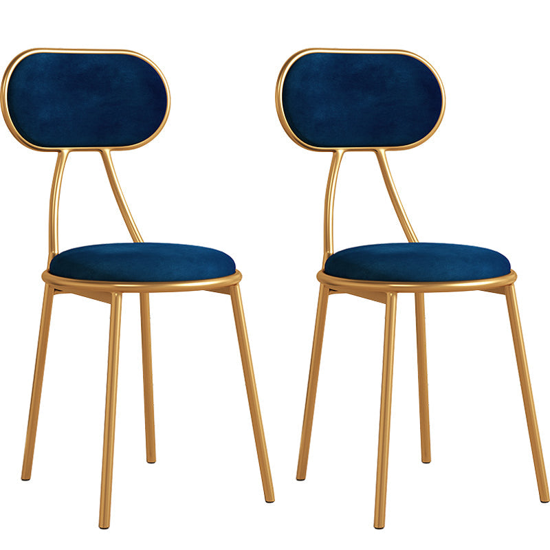 Glam Style Open Back Chair Upholstered Stackable Dining Side Chair Blue 2 Piece Set Clearhalo 'Dining Chairs' 'Dining Tables & Seating' 'dining_chair' 'furn' 'furn_dining_chair' 'Furniture' 'furniture_dining_chair' 'Kitchen & Dining Furniture' 5053762