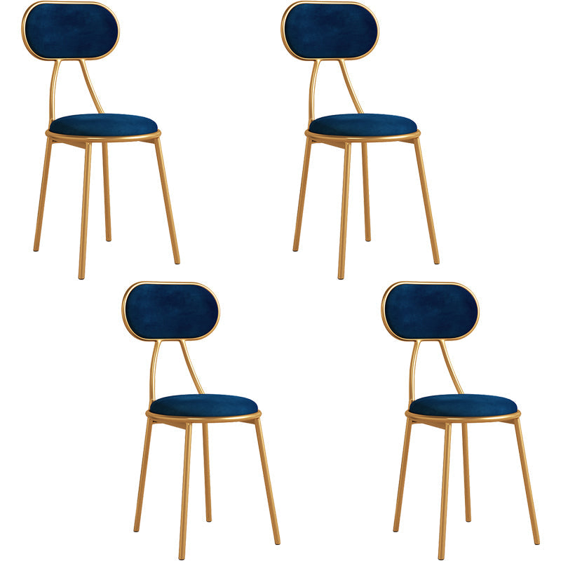 Glam Style Open Back Chair Upholstered Stackable Dining Side Chair Blue 4 Piece Set Clearhalo 'Dining Chairs' 'Dining Tables & Seating' 'dining_chair' 'furn' 'furn_dining_chair' 'Furniture' 'furniture_dining_chair' 'Kitchen & Dining Furniture' 5053764